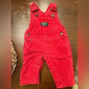 3 month old red OshKosh overalls